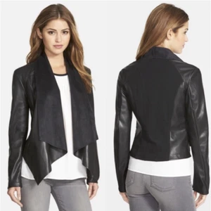 KUT From The Kloth Ana Faux Leather Drape Jacket Black NEW NWT size XS - Picture 1 of 3