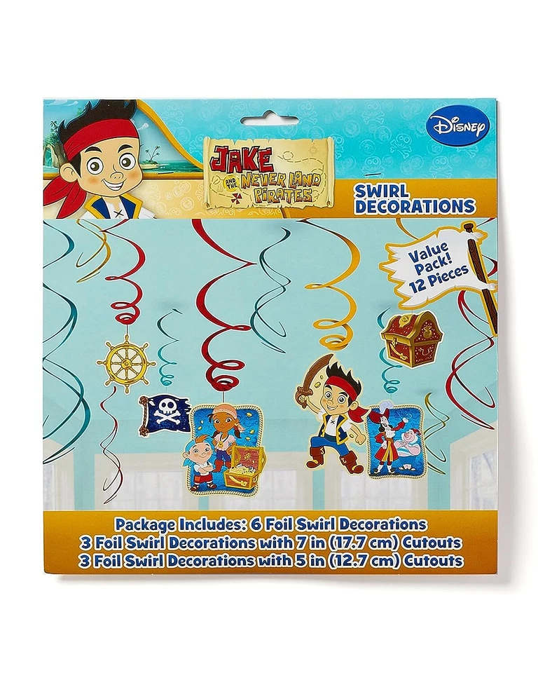 Jake and the Never Land Pirates Kids Birthday Party Hanging Swirl Decorations - Image 1 of 1