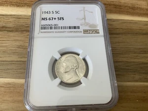 Jefferson Nickel 1943-S NGC MS67+ 5FS - Picture 1 of 3