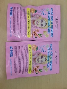 2x Aliver Kojic Acid & Turmeric 40 cleansing pads Brightens & Energizes Skin - Picture 1 of 3