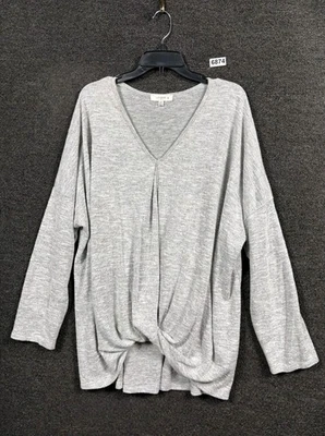 Blusa envolvente Umgee para mujer talla 2XL gris manga larga gran tamaño cuello en V  Foto 1 de 4
