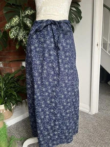 Seasalt  Inscription Skirt Size 12 Fine Needlecord Dark Blue Floral Pockets  - Picture 1 of 17