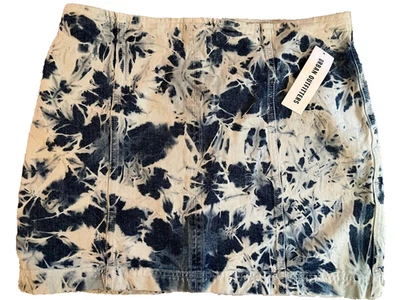 NUEVO CON ETIQUETAS Urban Outfitters BDG XL Denim Tie-Dye Azul Blanco Minifalda URB2276-B Cremallera Foto 1 de 4
