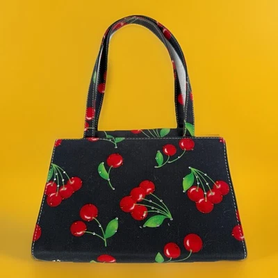 Винтажный Y2K 2000-х вишневый принт блестящий наплечная сумка Дамская сумка на ножках сумочка черный Kawaii - Изображение 1 из 4