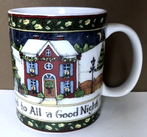 Happy Christmas to All Coffee Tea Mug Cup 10 oz Fine Porcelain Susan Winget - Picture 1 of 6