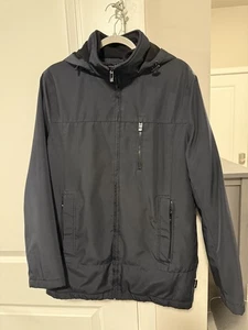 Calvin Klein Men’s Size Small Blue Double-Zip Layered Jacket with Removable Hood - Picture 1 of 5