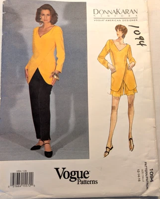 Vogue Sewing Pattern Women's TUNIC SHORTS PANTS 1094 Donna Karan 12-14-16 UNCUT - Image 1 of 4