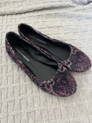Lucky Brand Emmie Multi Paisley Velvet Slip On Ballet Flats Size 9.5M - Image 1 of 4