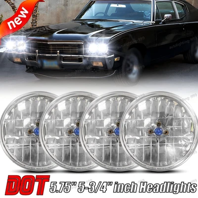 4PC Fit Buick Skylark 1961-1972 GS 455 5.75" 5-3/4" Round Halogen Headlights - Image 1 of 4