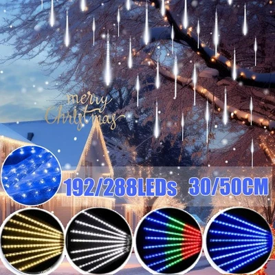 30/50CM LED Meteor Shower Rain Lights Falling String Light Drop Icicle Christmas - Image 1 of 4