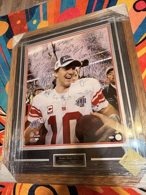Signed Eli Manning 2008 Super Bowl Picture Framed - Image 1 of 4