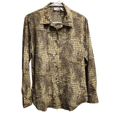 Blusa vintage Le Caviar para mujer grande con botones verde retro carrera clásica Foto 1 de 4