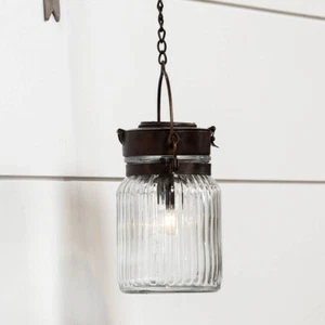 New Rustic Farmhouse Primitive VINTAGE JAR SOLAR HANGING LANTERN Outdoor Light - Picture 1 of 2