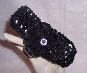 HEADBAND FLOWER GIRL-PARKLING STRETCHABLE ELEGANT PINK BLACK WHITE:U CHOOSE - Picture 1 of 34