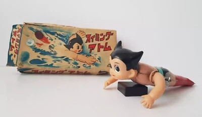 Astro Boy Tetsuwan Mighty Atom,Swimming.Tada Tin Toy.Japan 1960s.vintage Anime - Image 1 of 4