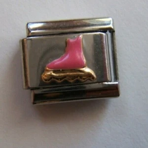 D' Itria Collection Italian Modular Charm Gold Stainless Pink Ice Skate - Picture 1 of 3