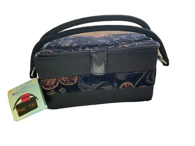 Caja de Costura JoAnn Coser Esenciales Organizador Tapiz Negro Floral Grannycore 2006 Foto 1 de 4