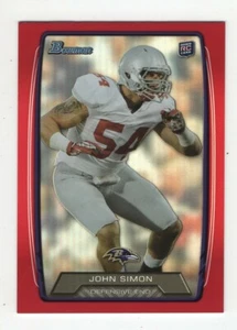 2013 BOWMAN FOOTBALL ROOKIE RAINBOW RED JOHN SIMON BALTIMORE RAVENS #178 36/199 - Picture 1 of 2