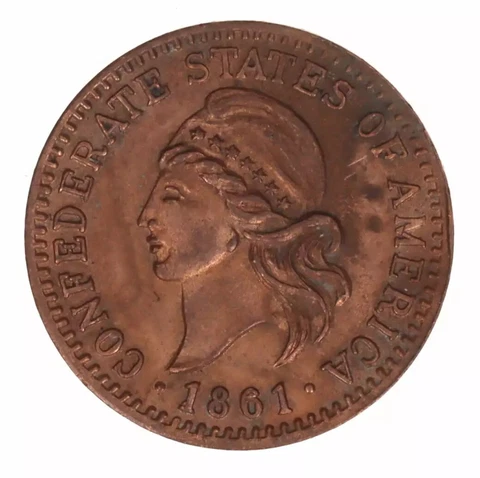 1861 Confederate Cent Copper Restrike N# 76172 Proof UNC Cover