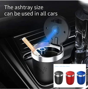 Car ashtray with a lid that is smell-proof, has a light (red, blue, black) - Picture 1 of 7