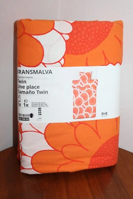 JUEGO FUNDA NÓRDICA IKEA KRANSMALVA ESTILIZADA FLORAL NARANJA Y BLANCO TALLA DOBLE Foto 1 de 3