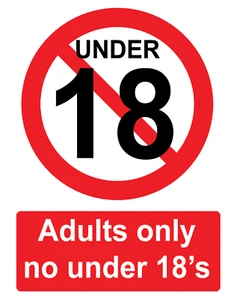 Adults Only Over 18 No Under 18s Poster Sticker Decal Rigid Foamex Board - Picture 1 of 1