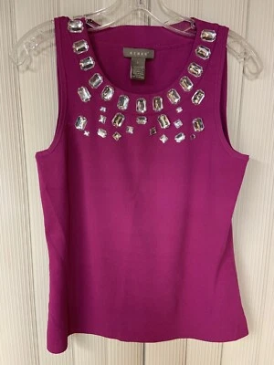 Kenar Tank Top W/ Embellished Rhinestones,dark Pink, Size L Women’s - Image 1 of 4