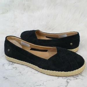UGG Australia Black Clarissa Woven Suede Slip On Flat 1092234 size 5 - Picture 1 of 11