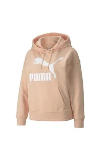 Puma Classics Logo Pullover Hoodie Plus Womens Pink Casual Outerwear 531862-47 - Picture 1 of 2