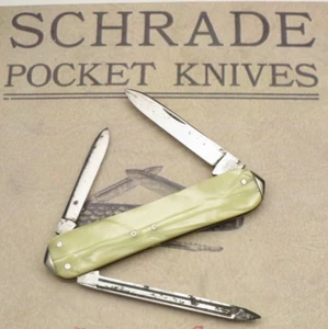 Vintage Schrade Walden Candle-End Lobster Penknife Cracked Ice Handles - Picture 1 of 12