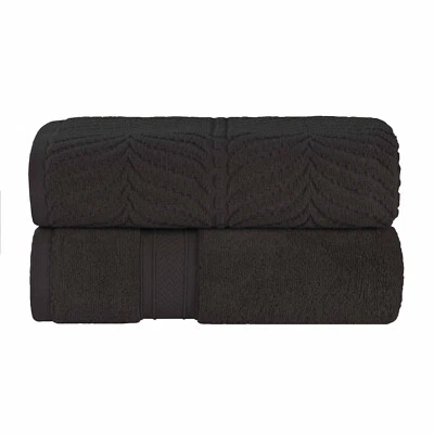 Lençol de banho macio Chevron algodão torção zero sólido e jacquard sortido conjunto de 2 - Imagem 1 de 4