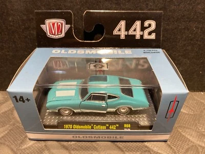 1/64 M2 1970 OLDSMOBILE CUTLASS 442 POST BLUE/TURQUOISE R68 - Image 1 of 2