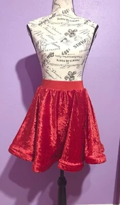 Red Crushed Velvet Skirt Elastic Waistband 26 in. to 32 in. waist size - Picture 1 of 4