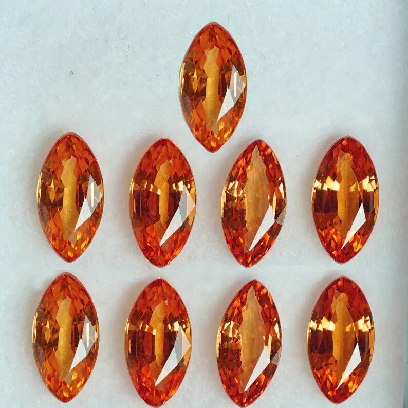 4x2 mm 9 piezas Marquesa AAA Fuego Natural Naranja Zafiro Pera (Impecable-VVS) Foto 1 de 1