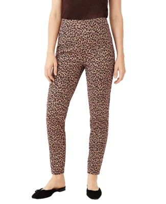 NUEVO Pantalones Legging Ann Taylor S Para Mujer Estampado Animal Cremallera Lateral Marrón Foto 1 de 4