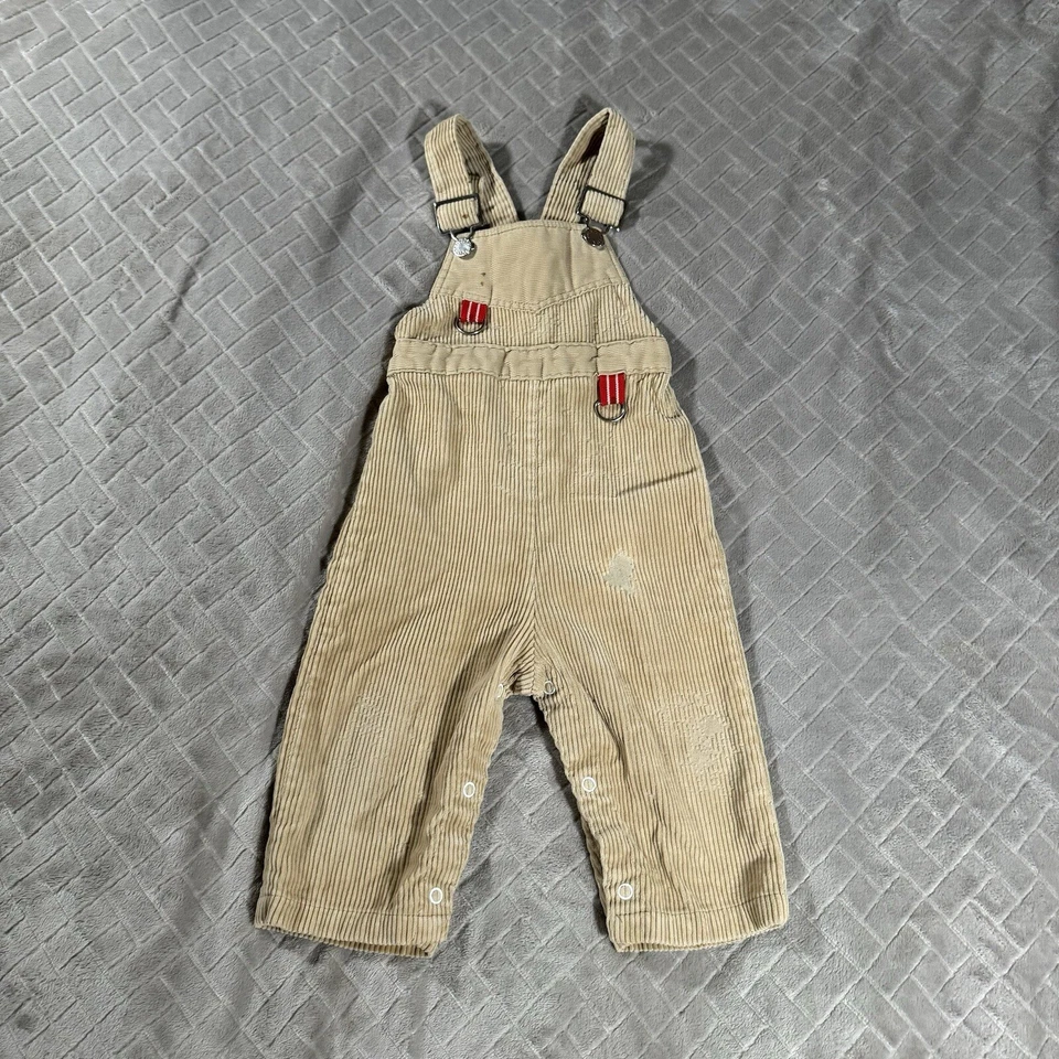 Mono de Pana Vintage Bebé Talla 18 Meses Pantalones Beige Tostado Hecho en EE. UU. Foto 1 de 4