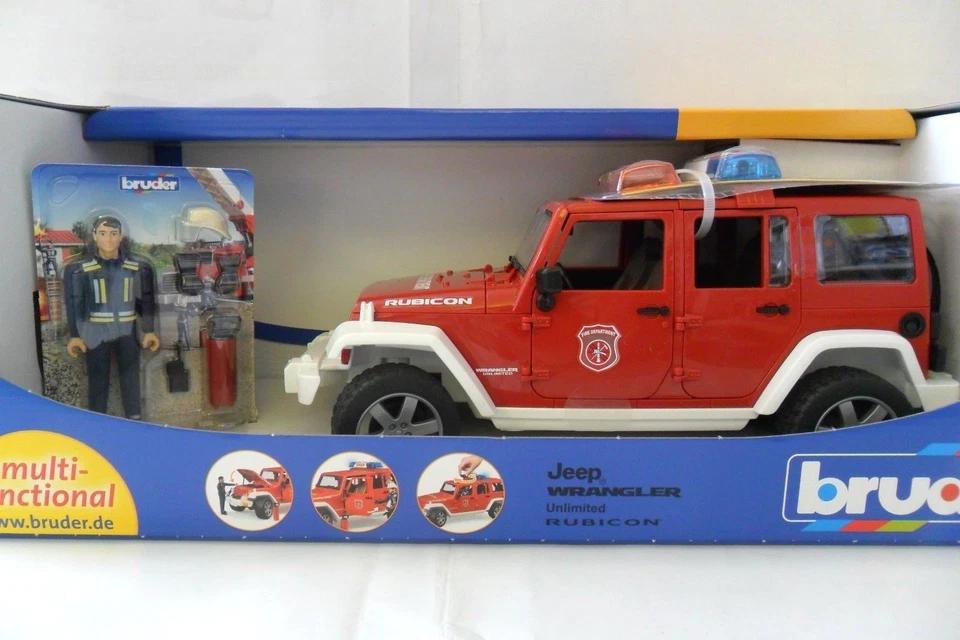 BRUDER 1:16 JEEP WRANGLER UNLIMITED RUBICON POMPIERI FIRE DEPARTMENT  ART 02528 - Immagine 1 di 1