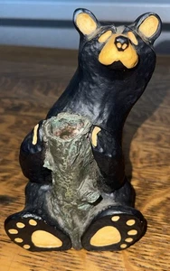 Vintage Bärenfuß handgeschnitzte schwarze Bärenknospe Vase von Jeff Flemming - Bild 1 von 6