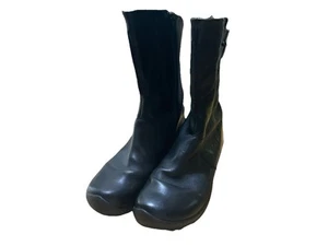 KEEN Bern Baby Black Leather Zip Up Buckle Calf High Boots Womens 8 - Picture 1 of 5