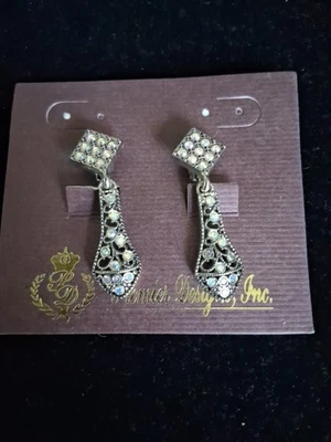 Premier Designs Aurora Borealis Dangle Silver Tone Clip Earrings  - Image 1 of 4