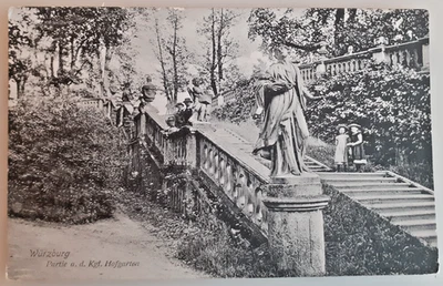 Ansichtskarte Postkarte Würzburg Partie am  Königlichen Hofgarten - Bild 1 von 2