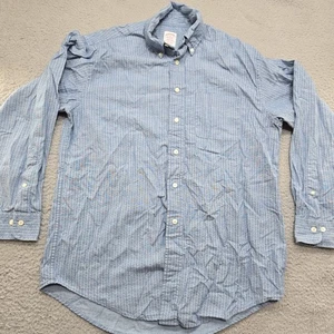 Brooks Brothers Madison Dress Shirt Size Medium Blue Anchor Pattern Front Button - Picture 1 of 10