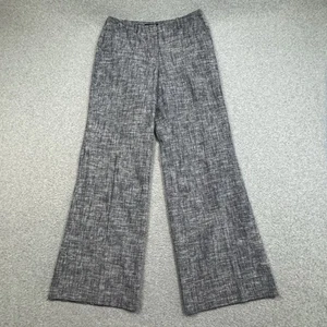 Talbots Heritage Linen Blend Pants Womens 8 Wide Leg Navy Gray Heathered Trouser - Picture 1 of 9