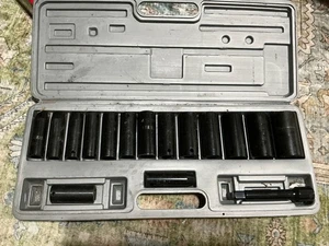 15 PC 1/2" DR DEEP AIR IMPACT SOCKET MM FLANK DRIVE CR-V STEEL METRIC 1/2" DRIVE - Picture 1 of 2