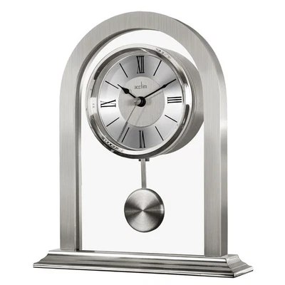 Acctim Silver Tone Battery Mantel Clock with Pendulum Colney 36937 - NO BOX - Image 1 of 4