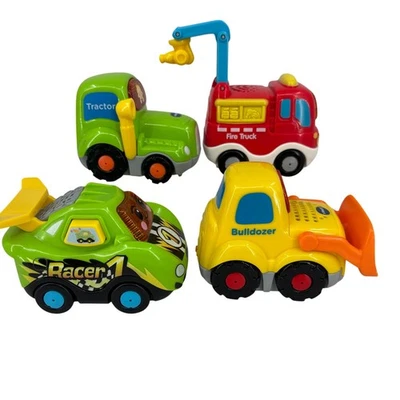 VTech Go Go Smart Wheels Lot of 4 Bulldozer Fire Truck Car Tractor Tested Works - Image 1 of 4