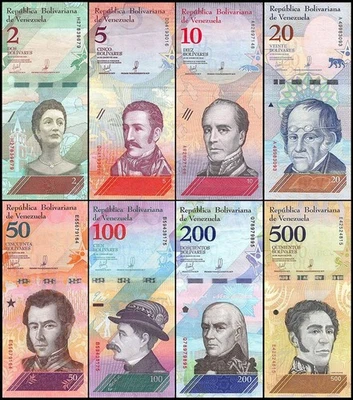 Venezuela 2-500 Bolivares Soberano 8 Pieces Full Set, 2018, P-88-100, Used - Image 1 of 4