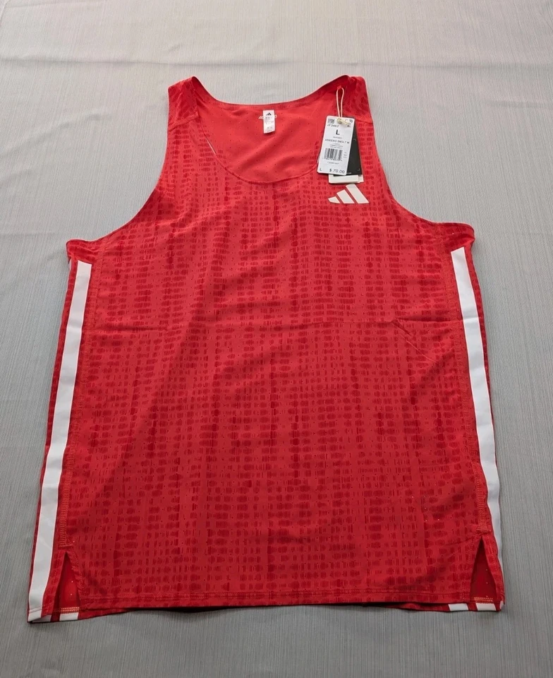 Adidas Adizero "Lucid Red" Running Singlet Tank Top Shirt JF3462 Men's Size L