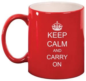 11 Unzen Keramik Kaffee Tee Becher Glas Tasse Keep Calm and Carry On - Bild 1 von 1