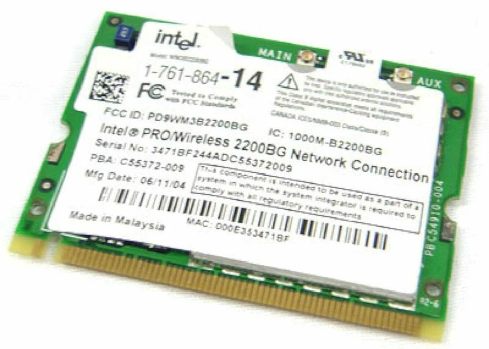 Tarjeta inalámbrica para computadora portátil Sony Vaio VGN-S250 S260 176186414 computadora portátil WiFi Foto 1 de 1